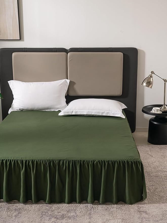 Green Bed Skirt Full Size Ruffled Bed Skirt with Split Corners, Full Bed Skirt 16 Inch Drop, Full Size Bed Skirt Green for Ruffled Bed Skirt with Split Corners, Bed Skirt Full Size
