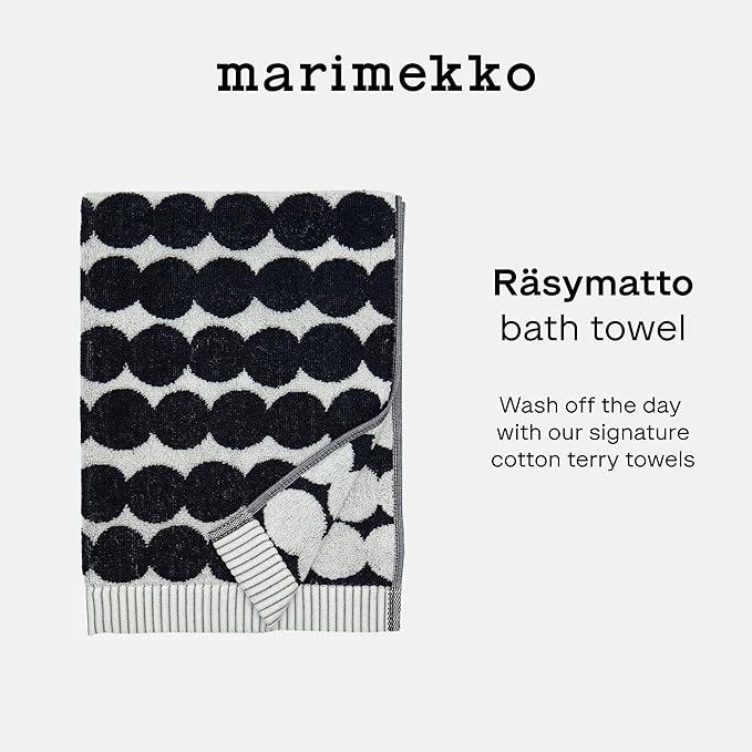 MARIMEKKO Räsymatto Terry Cotton Bath Towel – Polka Dot Patterned Bath Towels – 59 in x 28 in