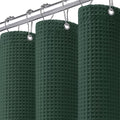 Long Waffle Shower Curtain - Dark Green Cotton Texture Fabric Heavyweight Shower Curtain for Bathroom,72Wx78L