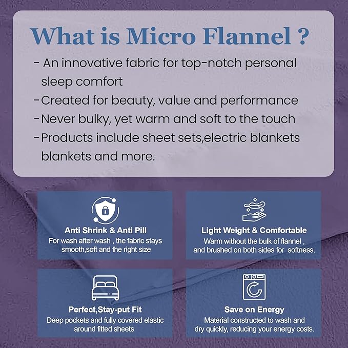 Thermee Micro Flannel Full/Queen Size Blankets, Lightweight All Seasons Cozy Blanket, Throw Blankets for Home and Living Room, Comfy & Soft Blanket for Couch, Machine Wash, No Pilling - Purple