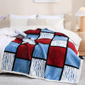 PU MEI Sherpa Blanket Fleece Throw Blanket Queen Plaid Thick Bed Blanket, Soft Warm Cozy Throw Blanket, 80”*90” Zebra-Wine Blue
