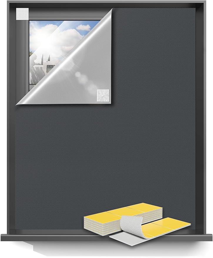 Sumobaby Blackout Curtains for Bedroom 114"x57" Portable No Drill Blackout Blinds with Heat-Resistant Magic Tapes,100% Black Out Window Cover Easy to Cut Fit for Home Cinema,Dorm Room,Nursery(Gray)