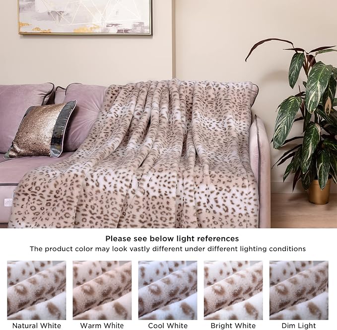 Westinghouse Heated Throw Blanket, Leopard Electric Throw Blanket, Luxury Faux Fur to Flannel Reversible, 6 Heating Levels & 2-10 Hours Time Setting, Machine Washable(Throw, 50"x60")