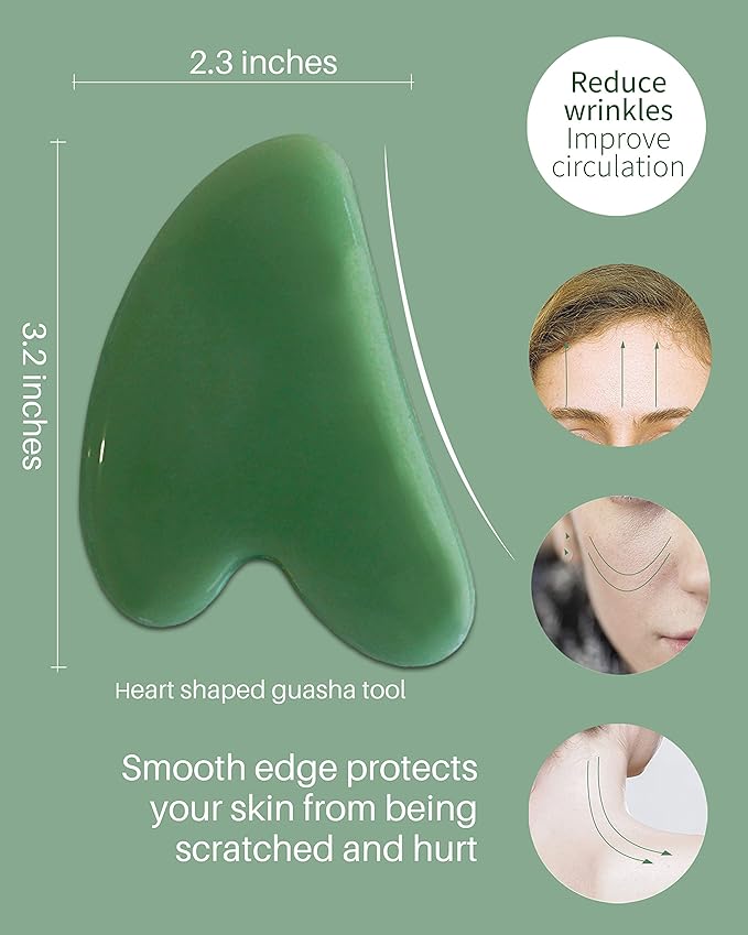 MoHern Gua Sha Massage Tools, 4 Pcs Gua Sha Tools of Multi-Shapes, Guasha Scraping Massage Tools for Face and Body (Dark Green)