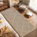 ZALL Tan Waffle Bath Mat,Super Absorbent Non Slip Bathroom Rug,Brown 24X60 inch, Geometric Diamond Machine Washable Ultra Soft Floor Mats