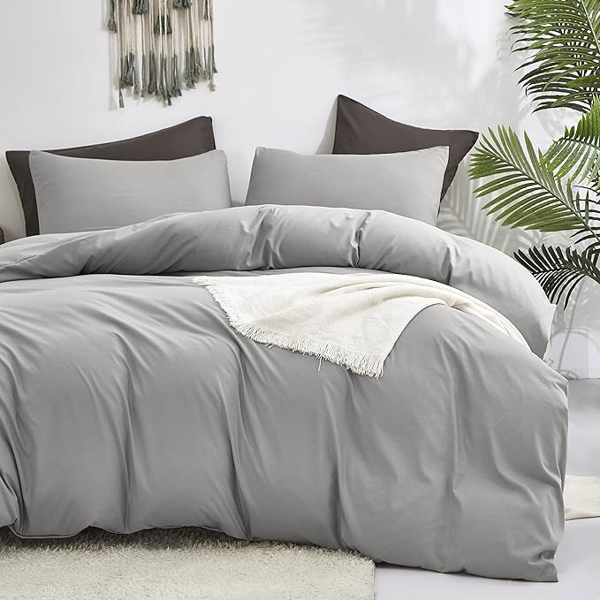 Cottonight Silver Grey Comforter Sets California King Light Grey Bedding Comforter Set Gray Blanket Quilts Solid Modern Bedding Comforter Sets for Cal King Bed Women Men Adults