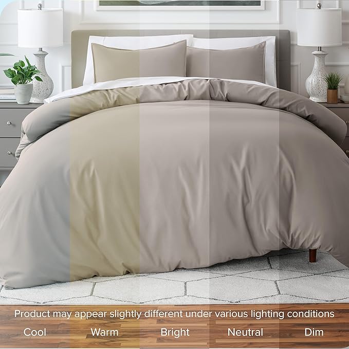 Bare Home Bedding Duvet Cover Extra Long Size - Premium 1800 Super Soft Collection - Lightweight, Cooling - Soft Breathable Bedding Duvet Cover (Twin/Twin XL, Khaki)