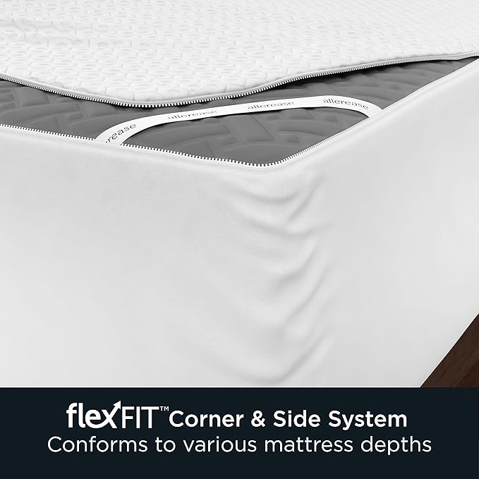 AllerEase Platinum Zip-Off Top Waterproof Mattress Protector Twin Size 360 Degree Zipper Allergen Barrier Temperature Balancing Luxurious Plush Top Separately Machine Washable Mattress Cover (White)