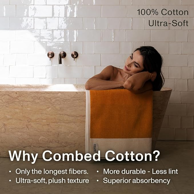 Towels - Ultra Soft, Thick and Plush, Reversible - 2 PC Luxury Bath Towels (27.5"x 54"), 550 GSM,100% Combed Cotton, Made in Portugal, Perfect for Home and Bathroom,Amber Charcoal-Janus