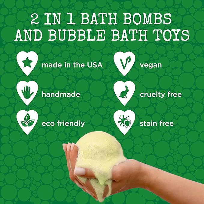 Dinosaur Bath Bombs for Kids with Surprise Dino Toys Inside (6 Pack) - Large Bubble Bath Bombs for Boys and Girls - USA Made, Fruity Scents, Children and Teen Gift Ideas by Two Sisters