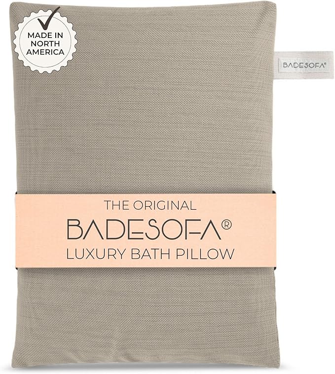 BADESOFA® Luxury Seat Cushion for Bath | Premium-Quality Materials | Comfortable & Quick-Drying | Washable Bath Pillow in Beige | Home Spa | Suitable for Bathtub, Steam Sauna & Hot Tub
