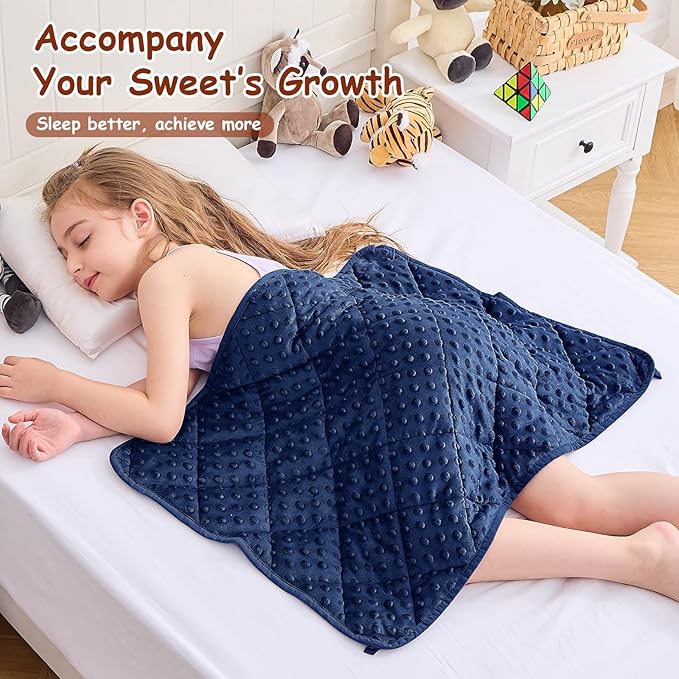 yescool Weighted Lap Pad 2 lb Blue Weighted Lap Blanket, Small Lap Blanket Cooling Heating Weighted Throw Blankets, Minky Blankets Gift for Travel Indoor Outdoor, 20 * 30in