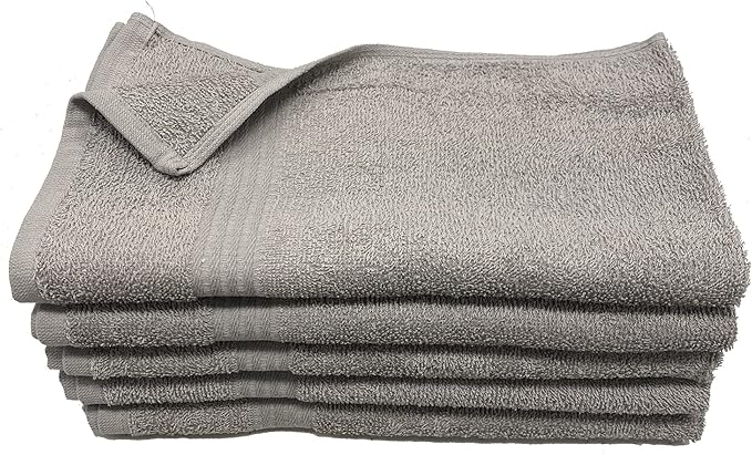 Towel Supercenter 16X27 Cotton Hand Towels (12Pack-36Pack-60Pack-120Pack) for Hair, Nail, Tanning Salons, Golf Course (Silver Grey, 12)