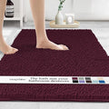 MAYSHINE Plush Shaggy Chenille Bath Mat | Extra Soft, Super Absorbent, Non-Slip Bathroom Rug | Fluffy Microfiber, Area Rug Sets for Bathroom Floor, Kitchen, Living Room | 59"x31" | Burgundy