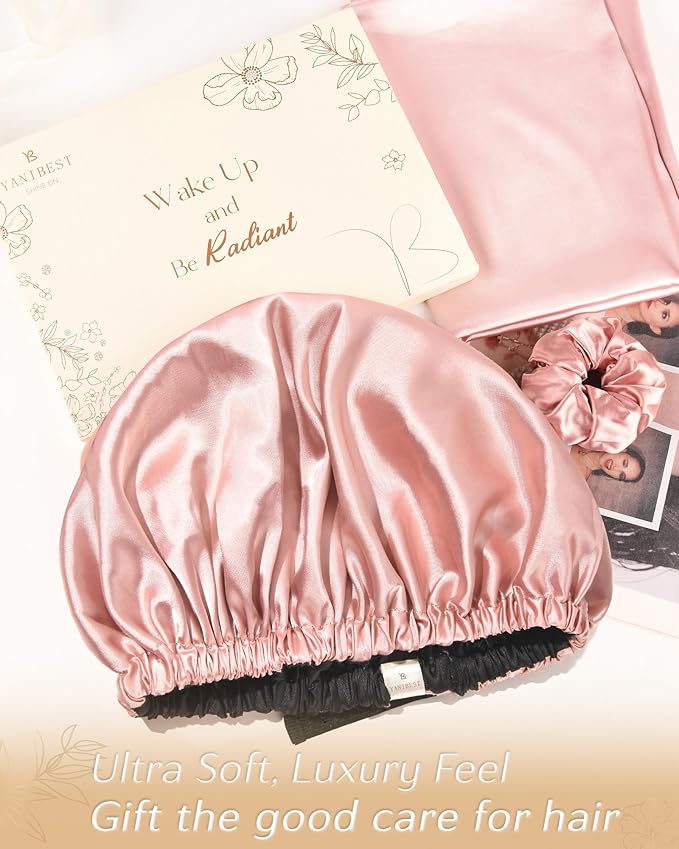 YANIBEST Adjustable Silk Bonnet Double Layer Satin Bonnet Hair Bonnet for Sleeping Bonnets for Women Hats Curly Natural Hair, Bold Cheetah