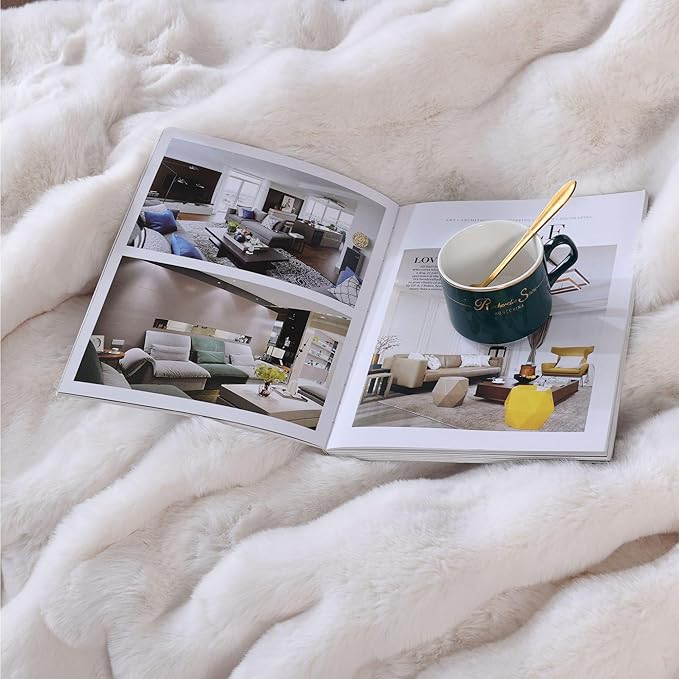 Fluffy Fuzzy Cozy Faux Fur Throw Blanket for Living Room Couch Cream Beige Bubble 60X80 Throw Blanket for Apartment Bed Gift Office Decorative Blanket Decor 860 GSM