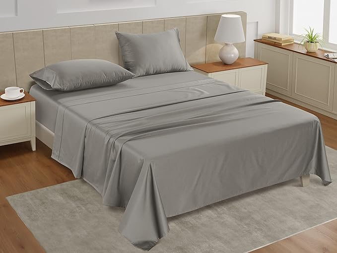 LANE LINEN Split King Sheets for Adjustable Bed – 450 Thread Count 100% Cotton, Soft & Cooling Sateen Weave, 15” Deep Pocket Fully Elasticized Fitted Sheet, Fade-Resistant Bedding, Paloma