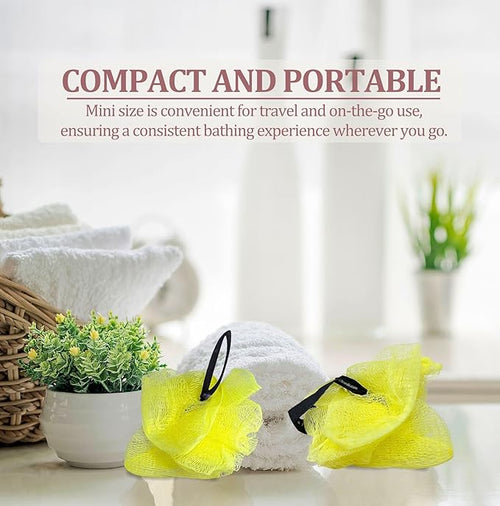 30 Mini Full Bodied Quality Bath or Shower Sponge Loofahs Pouf Mesh Assorted Colors Wholesale Bulk Lot