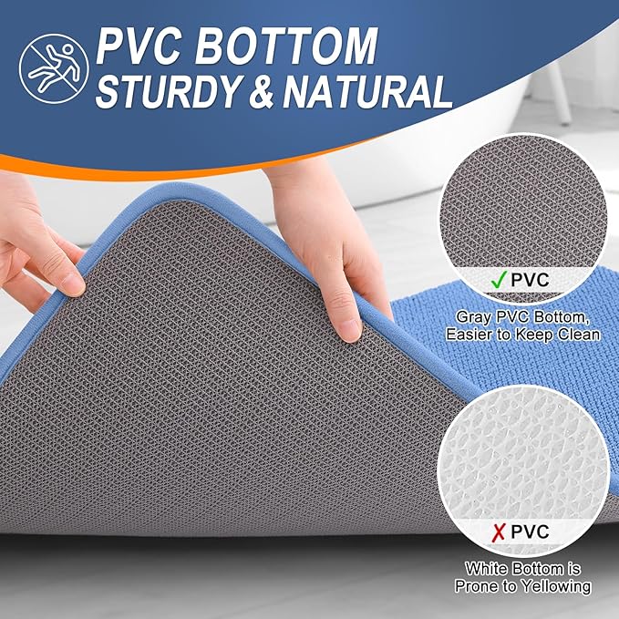 OLANLY Thick Memory Foam Bath Mat Rug 36x24, Extra Soft Absorbent Bathroom Rug, Quick Dry Bath Mat, Non-Slip, Machine Washable Carpet for Floor, Tub and Shower, Home Decor Accessories, Cornflower Blue