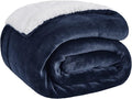Bedsure GentleSoft Sherpa Fleece Throw Blanket for Couch - Thick and Warm Throw for Women and Men, Soft Fuzzy Plush Blanket for Winter, Navy, 50x60 Inches