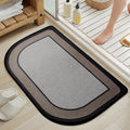 Half Circle Bath Mat,Thin Bathroom Rugs Fit Under Door Quick Dry Non Slip Washable Bathroom Mat with Rubber Backing,Absorbent Woven Half Round Shower Mat Rug,Gray Gray Brown