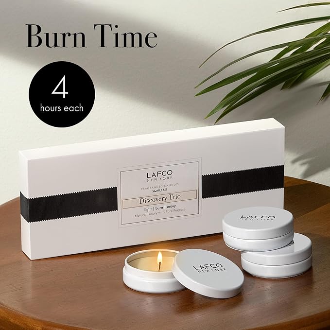 Discovery Trio Absolute: Forest Oakmoss, Lavender Flower & Clary Sage - 3 Fragranced Candle Sample Tins - 4-Hour Burn Time Each - Made in The USA