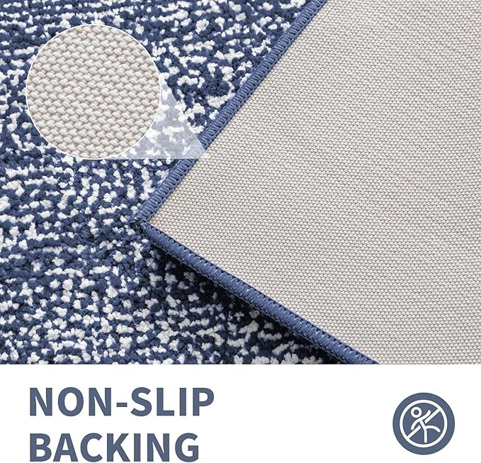 CozeCube Bath mats for Bathroom Non Slip, Fluffy Absorbent Microfiber Bath mat Washable, Aesthetic Bathroom Rugs, Long Navy Blue Bath Runner, Navy Blue, 59" x 24"