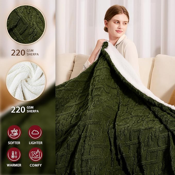 Heated Electric Blanket Full Size-72"x84" Heating Blanket with 10 Heating Levels & 5 Time Settings Over-Heat Protection，Winter Warmer for Adults with ETL Certification（Green）