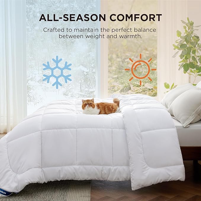 Bedsure Comforter Duvet Insert - Quilted Comforters Oversized King Size, All Season Duvet, GentleSoft Down Alternative Bedding, with 8 Tabs, Gifts for Women/Men, White, Oversized King 116 x 98 Inches
