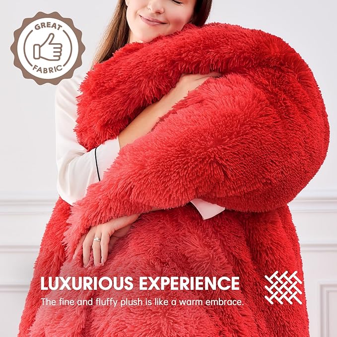 Heated Electric Blanket Twin,Warm Winter Birthday Gifts for Women Her Grandma–Faux Fur with Soft Sherpa,10 Heat Settings,5 Time Settings with Fast Heating, 62x84, Ruby Wine