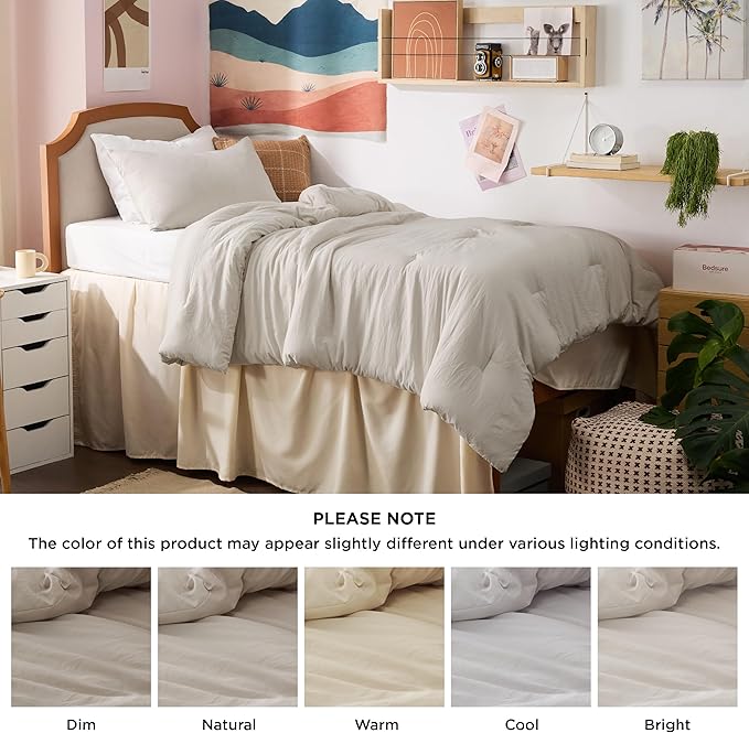 Bedsure Twin/Twin XL Comforter Set, Beige Soft Prewashed Bedding for All Seasons, 2 Pieces GentleSoft™ Warm Down Alternative Bed Set, 1 Lightweight Comforter (68"x88") and 1 Pillowcase (20"x26")
