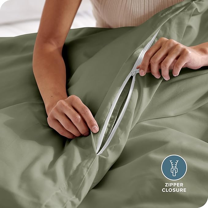 Bare Home Bedding Duvet Cover Queen Size - Premium 1800 Super Soft Collection - Lightweight, Cooling - Soft Breathable Bedding Duvet Cover (Queen, Sage)
