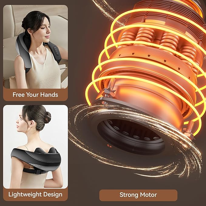 Shiatsu Neck and Shoulder Massager with Heat for Pain Relief Deep Tissue, Portable Massagers for Neck and Back, Gifts for Men and Woman (Black with Leather Handbag)