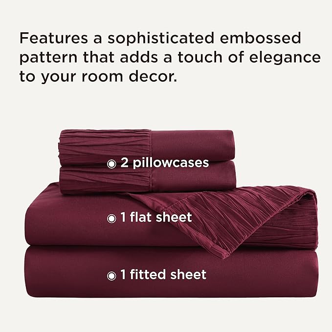 Bedsure Full Size Bed Sheets - 4 Pieces Soft Full Sheet Set - Breathable & Cooling - Hotel Luxury - Easy Care Polyester Microfiber Bedding for Women, Men, Red