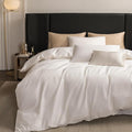 MooMee Duvet Cover Set 100% Extra Long Staple Cotton 600 Thread Count Silky Sateen Smooth Luxury Soft Breathable Durable Hotel Quality Bedding, 3 Pieces (Creamy White, Super King 108"x98")