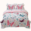 Wajade Butterfly Full Size Comforter Set for Girls Kids Adult Bedding Sets for Girls 7 Pieces Bed in a Bag Colorful Butterflies Flower Leaves Bedding Set All Season Lightweight