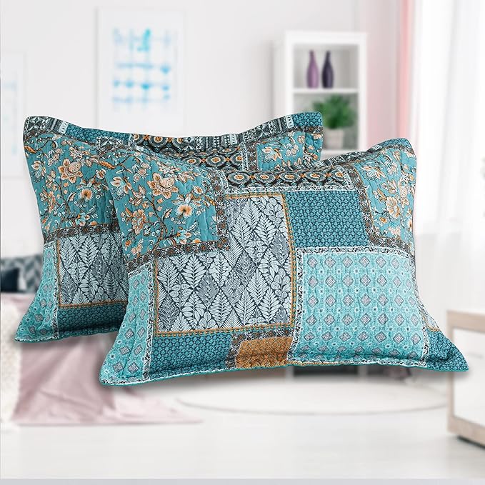 BEDIFANY 3 Pieces Cotton King Size Quilt Sets, King Bedspread Lightweight Quilted Reversible Coverlets Farmhouse Quilt Bedding Sets Boho King Quilt Set for Bed Decorations for All Seasons