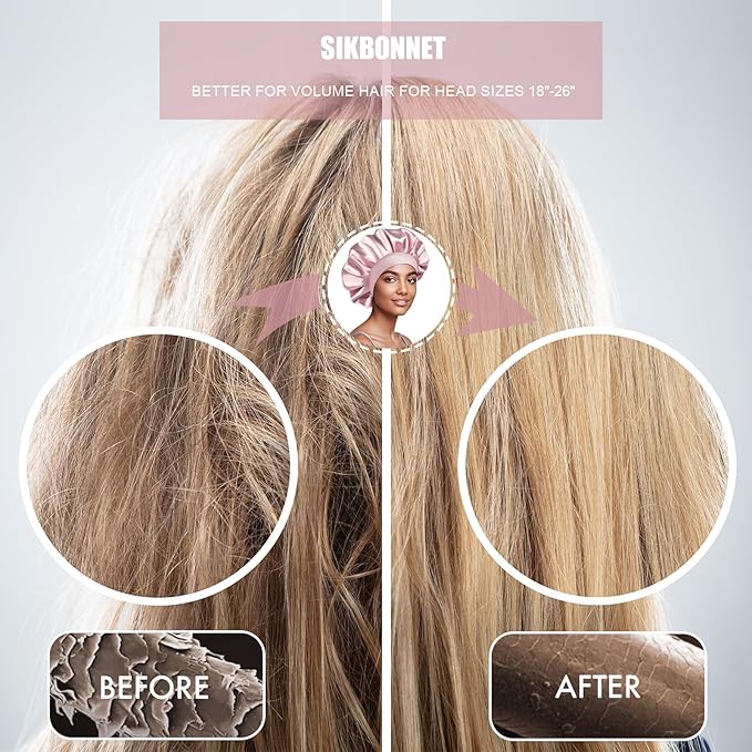 Satin Silk Bonnet for Sleeping, Soft Satin Lined Hair Bonnet for Women, Double Layer Sleep Nightcap