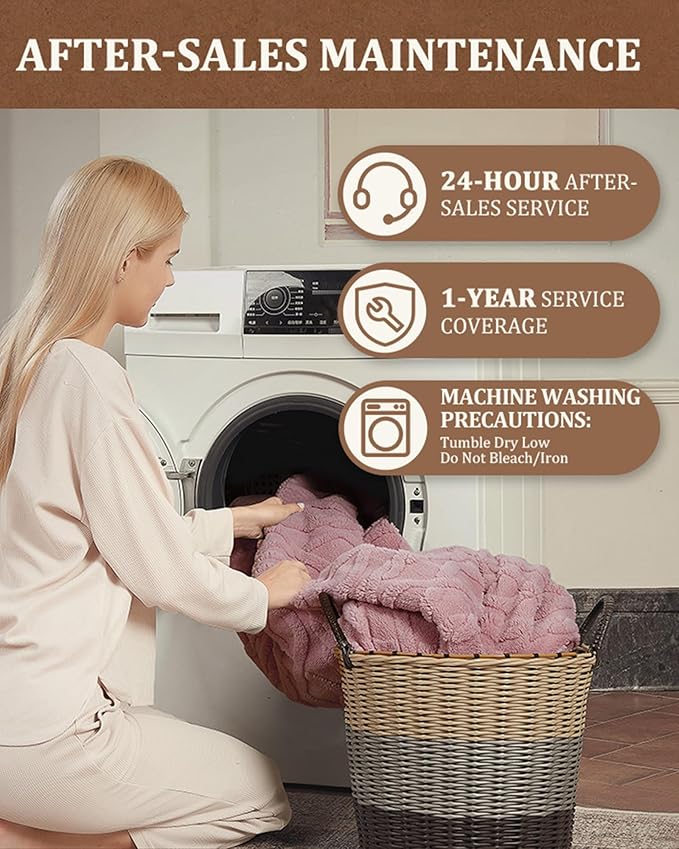 CAROMIO Electric Blanket Queen Size Dual Control - Thick Tufted Sherpa Heated Blanket Queen with 10 Heat Levels and 10 Time Settings, ETL Certified Fast Heating Blanket Queen Size 84"×90", Dusty Pink