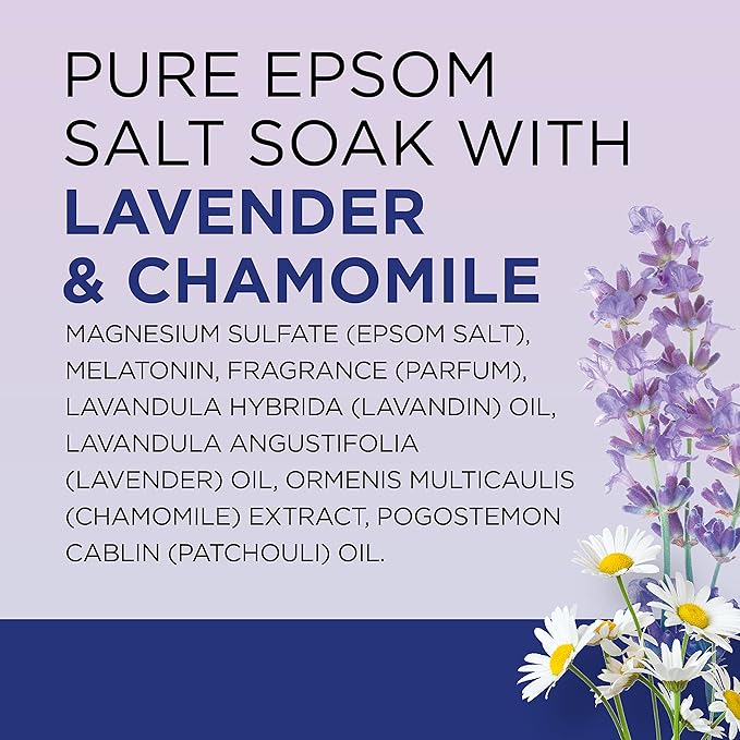 Dr Teal's Pure Epsom Magnesium Salt Soak, Sleep Blend with Melatonin, Lavender & Essential Oils, 3 lb (Pack of 4)