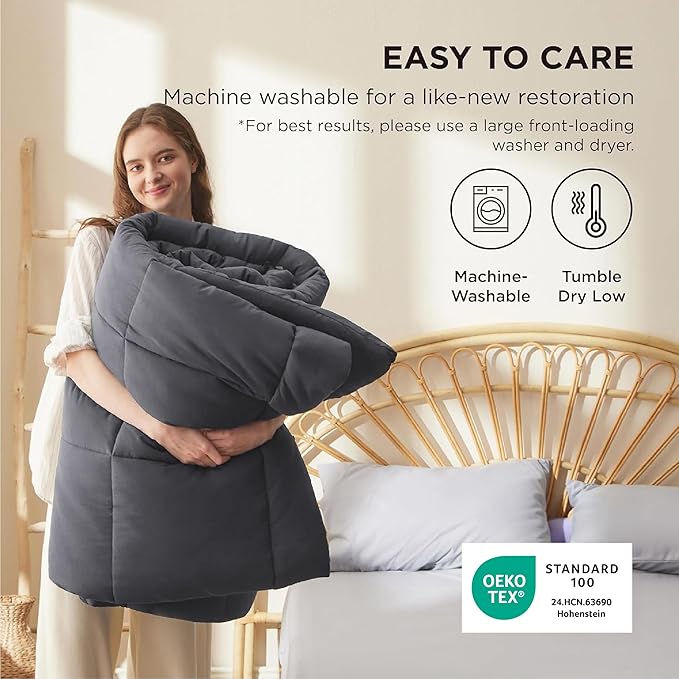 Bedsure Comforter Duvet Insert - Quilted Comforters Oversized King Size, All Season Duvet, GentleSoft Down Alternative Bedding, with 8 Tabs, Gifts for Women/Men, Grey, Oversized King 116 x 98 Inches