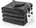 Sunbeam Electric Royal Luxe Microplush Heated Blanket, 12 Heat Settings, 12-Hour Auto Shut-Off, Fast Heating, Warm & Cozy, Machine Washable, Night Fog Color, Queen (90" x 84")