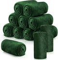 Tinideya 12 Pcs Flannel Fleece Throw Blanket Bulk 50 x 60 Inch Soft Fleece Blanket Warm Throw Blanket Coral Blankets for Couch Sofa Home Wedding Gifts Season (Dark Green)