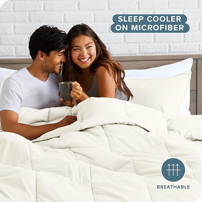 Bare Home Comforter Set - Oversized King Size - Ultra-Soft - Goose Down Alternative - Premium 1800 Series - All Season Warmth (Oversized King, Cream)