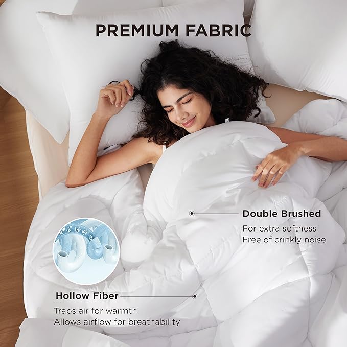 Bedsure Comforter Duvet Insert - Quilted Comforters Oversized King Size, All Season Duvet, GentleSoft Down Alternative Bedding, with 8 Tabs, Gifts for Women/Men, White, Oversized King 116 x 98 Inches