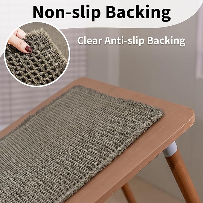 Waffle Bath Mat - Boho Bathroom Rugs Non Slip Washable, Super Absorbent & Quick Dry, Soft Bath Mat Farmhouse Bathroom Decor, 24'' x 48'', Olive Green