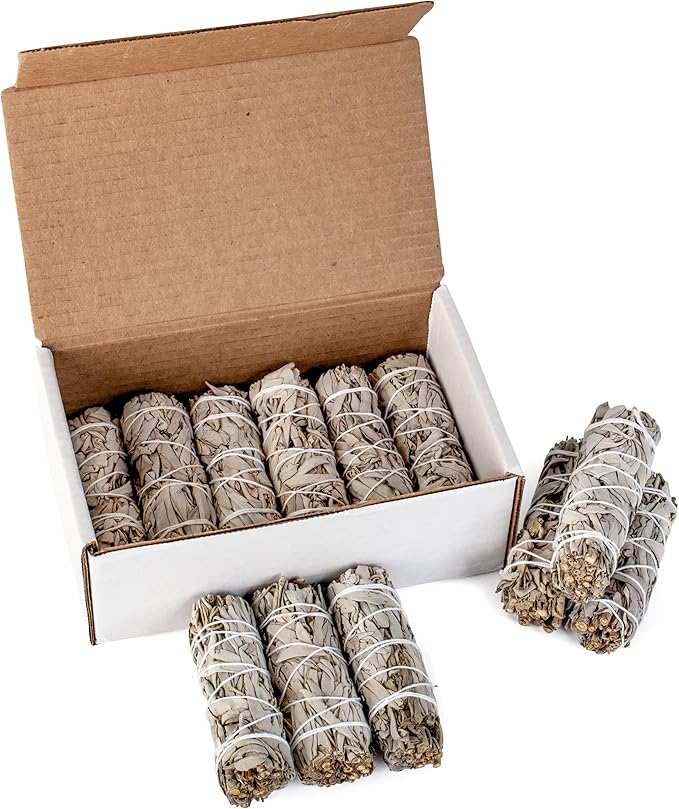 Handcrafted 4 Inch White Sage Sticks - Fresh, Natural California Sage Smudge Sticks with Instructions & Blessings - Wand Sage for Cleansing House Negative Energy & Other Smudging Rituals