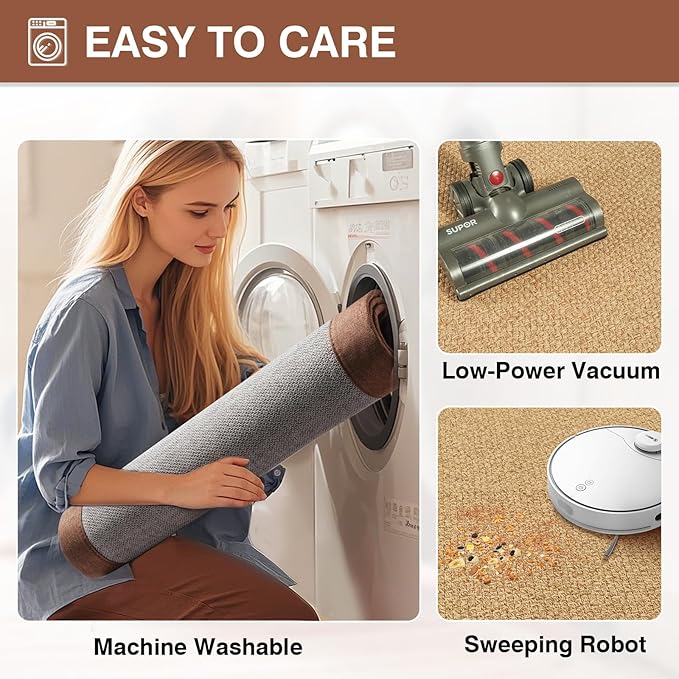 Quick Dry Absorbent Bathroom Rugs Mat Non Slip Bath Mat Ultra Thin Bath Mats Bathroom Mat Floor Rubber Backed Fit Under Door Woven Washable Bath Rugs Brown 16x24