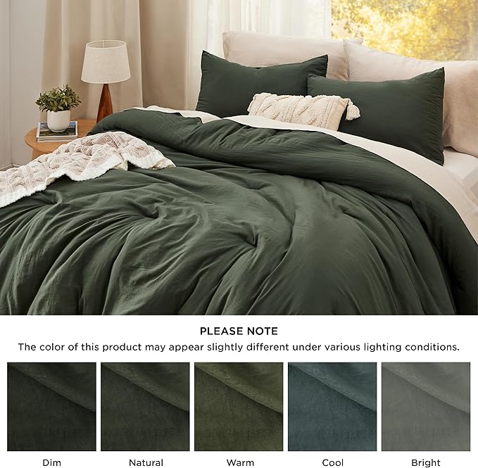 Bedsure Oversized King Comforter Set, Dark Green Soft Prewashed Bedding for All Seasons, 3 Pieces GentleSoft™ Down Alternative Bed Set, 1 Lightweight Comforter (120"x98") and 2 Pillowcases (20"x36")