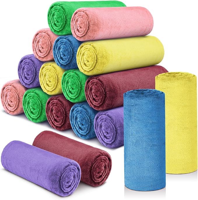 18 Pieces Fleece Blankets Bulk for Wedding 50 x 60 Inch Soft Lightweight Flannel Throw Blankets Bulk for Wedding Guests Home Outdoor Couch Sofa Bed Gifts(Multi Colors)